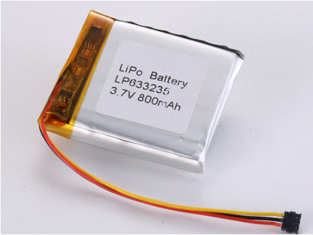 주문 LP633235 3.7V 800MAH Li-polymer Battery CE Certified for -20°C To 60°C Industrial Applications 온라인 제조