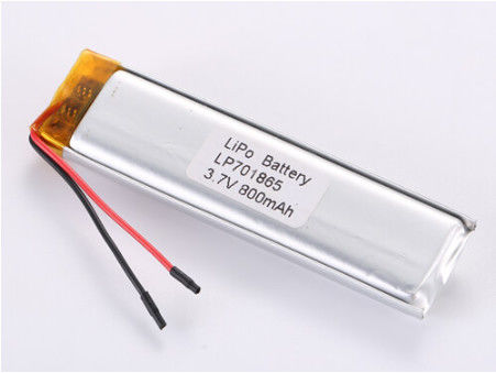 주문 JST Connector LP701865 3.7V 800MHA ROHS Certified Lithium Polymer Battery For High Performance And Efficiency 온라인 제조