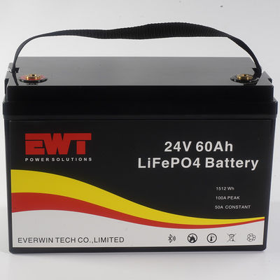 EWT LiFepo4 배터리 팩 24V 60AH 큰 LCD 화면 모니터 용량