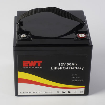 태양계용 12V 50AH LiFePO4 배터리 팩 검은색 또는 흰색 ABS 케이스 색상