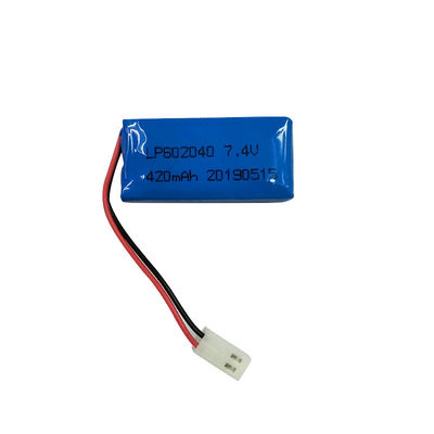 LP602040 0.2C 충전 전류와 PCM 포함된 7.4V 420MAH 리?? 폴리머 배터리