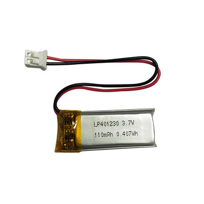 1S1P 리-폴리머 전원전지 LP401230 3.7V 110mAh PCM 최후의 에너지 저장 솔루션