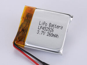 3.7V LP452526 260MAH 장수 리?? 이온 폴리머 배터리 에너지 밀도 150-200Wh/kg 방출 온도 -20°C ~ 60°C