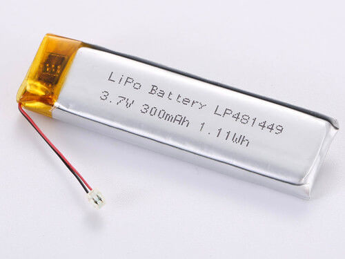 LP481449 3.7V 300MAH JST 배열 커넥터 전문용 고 용량 리포 팩 -20 ~ 45도