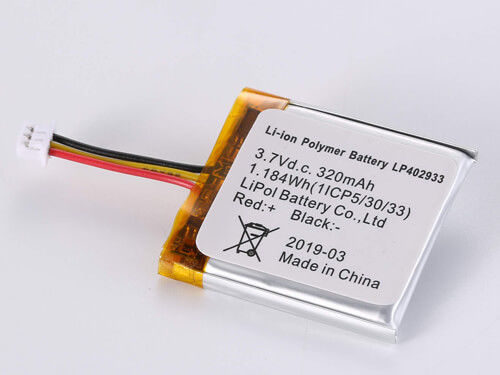 강력한 3.7V 320MAH LP402933 리?? 이온 배터리 500-1000 사이클 및 넓은 온도 범위