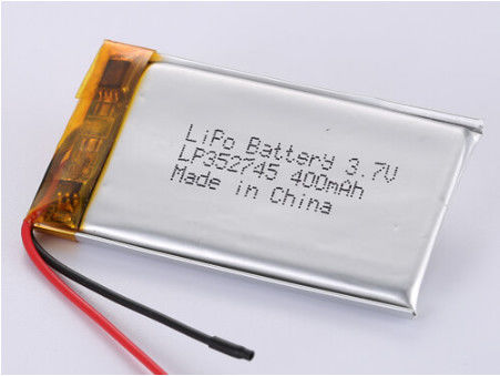 UN38.3 인증 LP352745 3.7V 400MAH 리?? 폴리머 배터리 빠른 2시간 충전 및 연장 4-6시간 배전