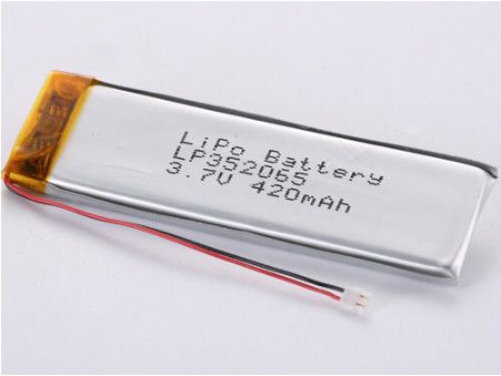 LP352065 3.7V 420MAH 리?? 폴리머 배터리 50mm 빨간색과 검은색 케이블 ROHS 인증 12개월 보증