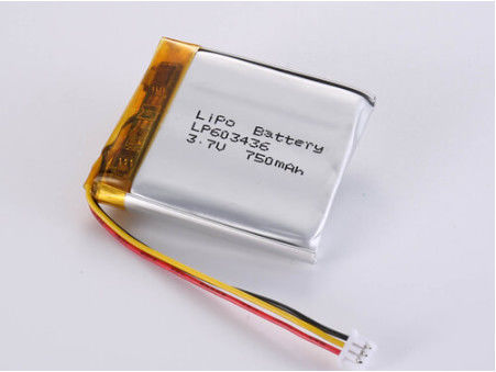 LP603436 3.7V 750 MAH 프리스마틱 리?? 폴리머 배터리 실버 성능 화학