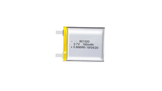 801520 3.7V 180MAH 리튬 폴리머 배터리, 높은 에너지 밀도 및 300회 충전 사이클
